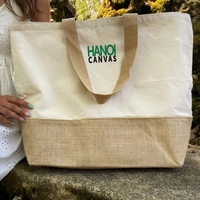 Bolsa de Playa Personalizada Ecológica de Gran Capacidad, sin Marca, Fabricada en Vietnam, de Lona, con Correa para el Hombro y Logotipo Impreso