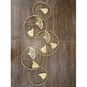 Arte Mural de Hierro Circular, Decoración de Pared de Metal Rústica y Moderna, Patrón de Hojas Enmarcado en Aluminio para Decoración del Hogar y Dormitorio - Product Image 1