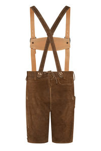 Cuir de vachette véritable Lederhosen personnalisé pour les hommes Brodé sur mesure Short Length Lederhosen Men Brown Color Tan Leather - Product Image 4