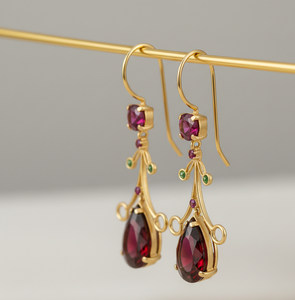 Pendientes llamativos de 5 pulgadas con circonita cúbica roja, plata de ley 925, chapados en oro de 18 quilates, 12g, joyería con piedras preciosas a precio de mayorista - Product Image 2