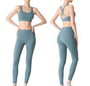 2024 personnalisé solide 2 pièces haut court ensemble Legging pour femmes grande taille vêtements de sport Fitness Yoga haut court Leggings - Product Image 4