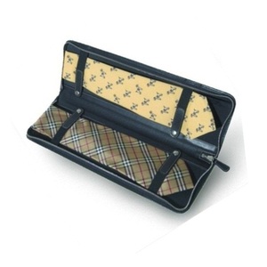 Funda de corbata negra con cierre de cremallera de gran capacidad de moda moderna de cuero genuino de alta calidad - Product Image 1