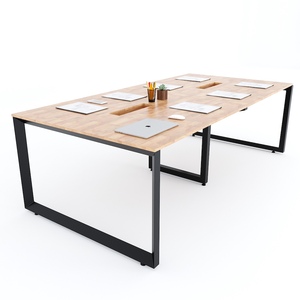 Contemporary Minimalist 120x240cm <b>Foldable</b> Conference <b>Table</b> <b>with</b> Triangular Iron <b>Legs</b> HBTA010 - Product Image 5