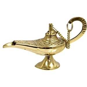 Quemadores de Incienso de Latón con Acabado Antiguo, Lámparas de Genio de Aladino, Tamaño de 6 Pulgadas (Latón-Dorado) - Product Image 1