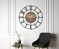 Jam dinding kayu senyap permintaan tinggi dekorasi kamar tidur kantor rumah harga grosir Tampilan jarum India gaya seni Motif mekanis