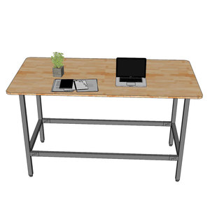 Industrial Oval Standing Conference <b>Table</b> 180x90x105cm Rubber Wood Top with Iron Legs Assembly Required HBMN39 - Product Image 5