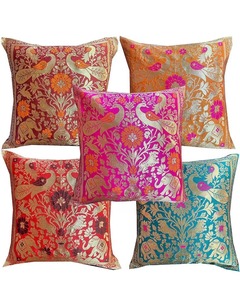Home Decor 16 X 16 Festival Diwali Indian Decor <strong>Brocade</strong> Silk Cushion Cover Boho Decorative <strong>Pillow</strong> Case Gifting Item Housewarming - Product Image 3