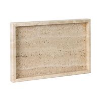 Plateau en marbre blanc moderne avec boules en bois pour la salle de bain et la décoration intérieure Plateau de service rectangulaire en marbre de luxe pour le parfum