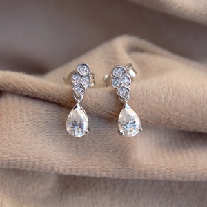 Boucles d'oreilles Moissanite légères en argent sterling 925 avec goutte de poire Dangle avec bijoux légers Push Back avec 925 estampillé - Product Image 2