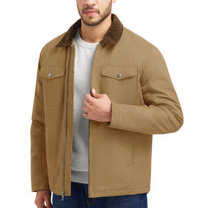 Respirant homme vestes toile lourde coton Streetwear hommes vestes logo personnalisé coton fermeture éclair Vintage travail veste pour homme - Product Image 3