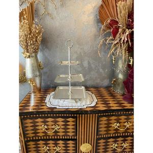 Plato blanco y Plato decorativo frutas Cupcakes bandeja para servir dulces artesanías de Metal elegante soporte para pasteles de 3 niveles Decoración de cumpleaños - Product Image 3