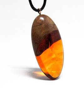 Personalized Wood Resin Gold Foild Pendant Necklace Long Boutique Resin Wood Necklace Bag <b>Charm</b> Pendant <b>Jewelry</b> Accessories - Product Image 5