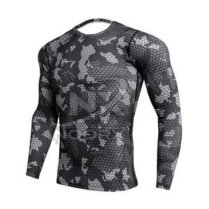 <b>For</b> Factory Supply High Collar Quick Dry Spandex/Polyester Anti-Bacterial <b>Mens</b> <b>Compression</b> <b>Shirt</b> Long Sleeve Rashguard - Product Image 3