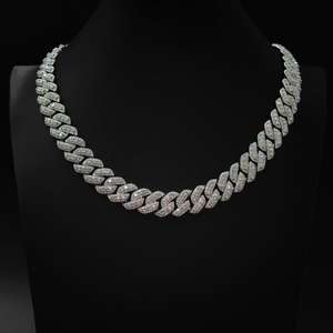 Moissanite 12mm Diamants Glacés Chaîne à Maillons Cubains en Argent Sterling 925 Bijoux Hip Hop Rhodium Tendance pour Fêtes Mariages - Product Image 5