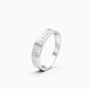 Anillo de banda para mujer con diamante cultivado en laboratorio Imperia Bar de 0,14 quilates en oro amarillo, blanco y rosa de 9 quilates - Product Image 3