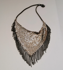 Beautifully Handmade Metal <b>Scarf</b> Necklace, Fringe <b>Scarf</b> Necklace, Antique Gold Fringe Necklace, Chain Fringe Necklace - Product Image 2