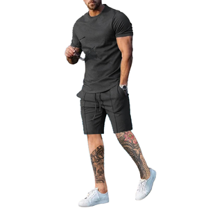 2025, venta al por mayor, camisetas de Color personalizadas con serigrafía, conjunto corto de piezas, conjuntos de camisetas y pantalones cortos para hombre, ropa de algodón 100% para hombre - Product Image 6
