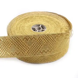 Tresse en Mylar or 100% fil de fer pour uniforme de régiment | Dentelle motif zigzag doré pour uniformes de cérémonie