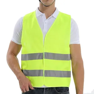 Gilet de sécurité en maille avec crochet et boucle Travail de sécurité Gilets réfléchissants haute visibilité Jaune Orange OEM Gilet avec logo en PVC personnalisé