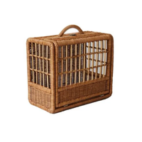 Cage de transport pour animaux de compagnie en rotin naturel de haute qualité, écologique, pour petits animaux, utilisation extérieure, vente en gros d'usine au Vietnam, rectangulaire