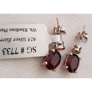 Shah Gems Women's 925 Sterling <b>Silver</b> <b>Stud</b> Earrings Natural Garnet & Citrine for Gift - Product Image 1