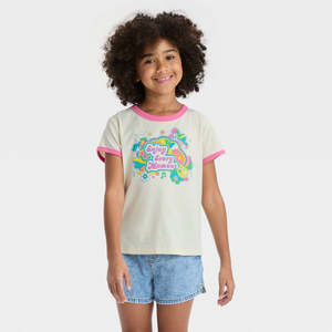 T-shirt Ringer Bianca a Maniche Corte da Ragazza Cat Jack, Taglia XXL, in Morbido Cotone Jersey, Stampa Western alla Moda per Primavera Autunno - Product Image 1