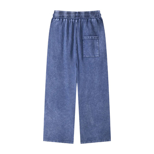 Ropa de calle personalizada para hombre, pantalones de chándal de algodón ligeros de cintura media, pantalones de chándal acampanados, pierna recta suelta, pierna ancha con cordón - Product Image 2