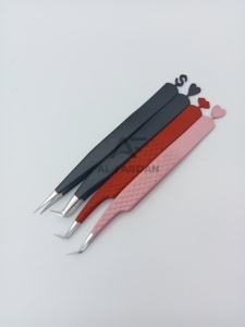 Pince à cils en acier inoxydable japonais de couleur personnalisée avec poignée en diamant et pointe pointue pour l'extension des cils - Product Image 4