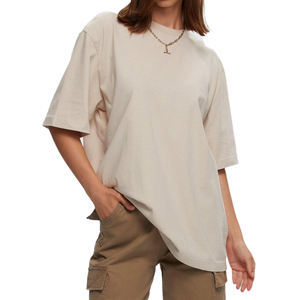 Camisetas con hombros caídos para mujer, camisetas holgadas de poliéster y algodón 100%, ropa de gimnasio transpirable informal, camisetas para mujer - Product Image 4