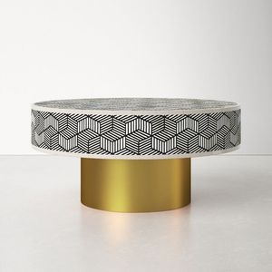 Taburete de mesa de centro sólido de forma redonda de alta calidad en incrustaciones de hueso fiestas interiores sala de estar mesa de centro decorativa para el hogar - Product Image 4