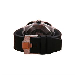 New Arrival Luxury Analog Display Analog Dial Watch 20mm Rubber Belt Iced Rose Tone Moissanite Diamond Hip Hop Style 39mm <b>Glass</b> - Product Image 2