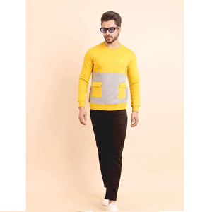 Sweat-shirt Loopknit Premium le plus vendu 100% coton à manches longues col jaune confortable essentiel pour une tenue toute la journée pour l'hiver - Product Image 1