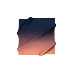 Navy Salmon Gradient Plaid Silk Square Scarf - Product Image 1
