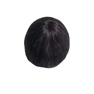 Perruque en cheveux humains à dentelle frontale mono, cheveux chinois vierges Remy, patchs de cheveux, lisses crépus, vague profonde, 1b+gris - Product Image 2