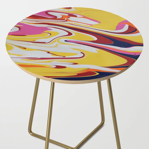 Multi Rainbow Color High Coffee Bar Pub Mesa Redonda Central de metal y madera y esmalte Impreso Hot Table Furniture Coffee Table - Product Image 6