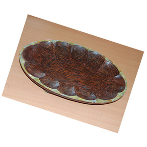 Artisanat en bois d'arbre avec incrustation de coquillages, bijoux en coquillages, artisanat en coquillages de coco, motif artistique, sculpture ovale, taille 20cmx30cm, artisanat en coquillages, coco - Product Image 3