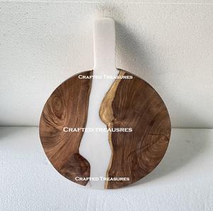 2025, venta al por mayor, tabla de cortar de madera y resina epoxi con mango, tabla de Río de resina azul, comida - Product Image 6