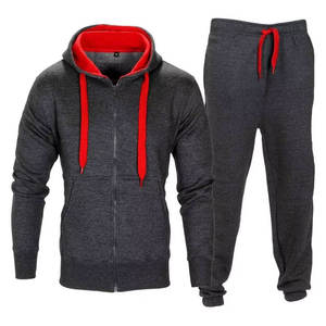 Chándal sólido para hombre 2024, trajes de invierno, conjunto informal de 2 piezas, jersey con capucha y pantalón de chándal, traje para correr - Product Image 1