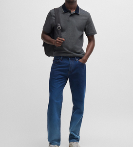 Polo blanc sans boutons à manches courtes et à ourlet côtelé coupe ajustée pour homme, léger, en coton coloré pour l'été avec logo personnalisé - Product Image 5