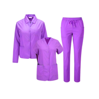 Ensemble d'uniformes d'hôpital de 2 pièces de couleur rose unie pour femmes Joggers médicaux et ensembles d'uniformes d'infirmière pour les professionnels de la santé