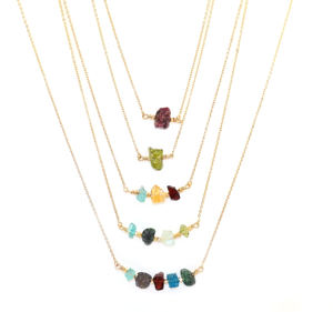 Collier chaîne de puissance en argent plaqué avec pierre précieuse citrine brute naturelle de style contemporain, cristal de guérison, pierre de naissance, bijoux pour femmes - Product Image 1