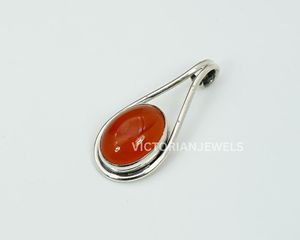Pendentif en argent sterling massif 925 mois de juillet pierre de naissance avec pendentifs à breloque en cornaline rouge - Product Image 2