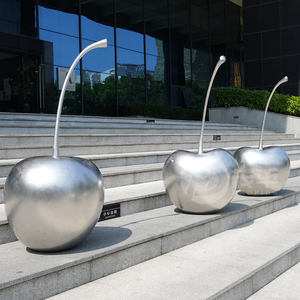 Sculpture de fruits personnalisée Décoration intérieureModern Fruit Sculpture de cerise en acier inoxydable Statue Décoration de cour - Product Image 3