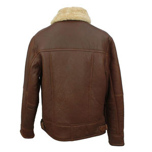 Veste en cuir pour homme de haute qualité en fourrure, nouvelle conception de qualité supérieure, en peau de mouton shearling, aviateur, hiver et logo personnalisé pour homme - Product Image 3