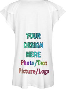 เสื้อยืดคอวีออกแบบเองได้สำหรับผู้หญิงเสื้อยืดลำลองสำหรับผู้หญิงเสื้อยืดเพิ่มรูปภาพได้เอง - Product Image 5