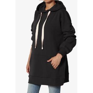 Sweats à capuche longs de haute qualité pour femmes élégant uni noir filles survêtements en ligne en gros - Product Image 3