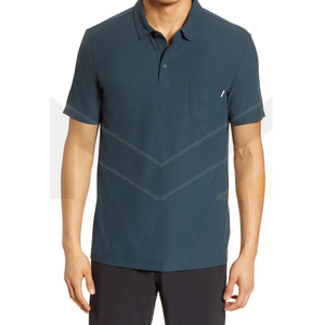 Camisa Polo de Algodón de Color Sólido para Hombre, Manga Corta, Casual, Transpirable, con Bolsillo, Corte Regular, Tejido Oxford - Product Image 1