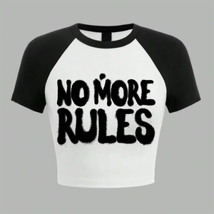 T-shirts à manches raglan sérigraphie personnalisés à la mode pour les filles Streetwear écologique contraste haut court t-shirts teint uni - Product Image 4