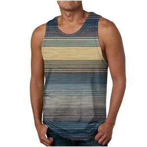 Camisetas sin mangas deportivas de verano para hombre, camisetas holgadas transpirables de secado rápido, camisetas deportivas de calle con estampado 3D gráfico de rayas personalizadas - Product Image 1