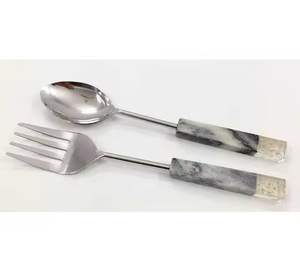 Elegante Servidor de ensalada de acero inoxidable cuchara tenedor herramienta de cocina hecha a mano con mango pulido espejo herramientas para servir - Product Image 2